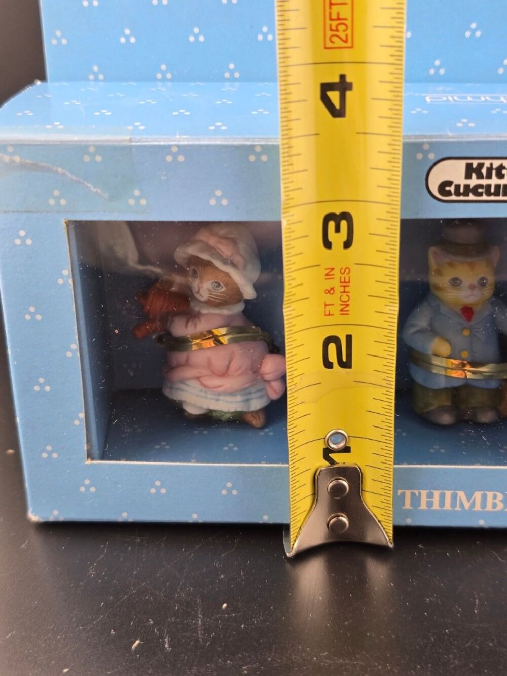 NIB Vintage Kitty Cucumber Collectible Victorian Cat Thimbles Set/3 I992 - Picture 9 of 12